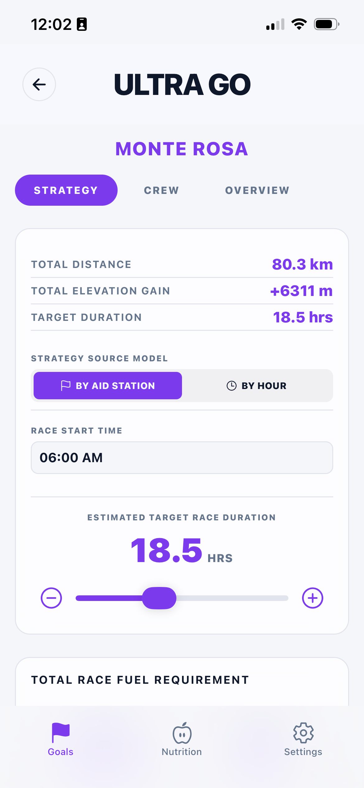 App Nutrition Screen